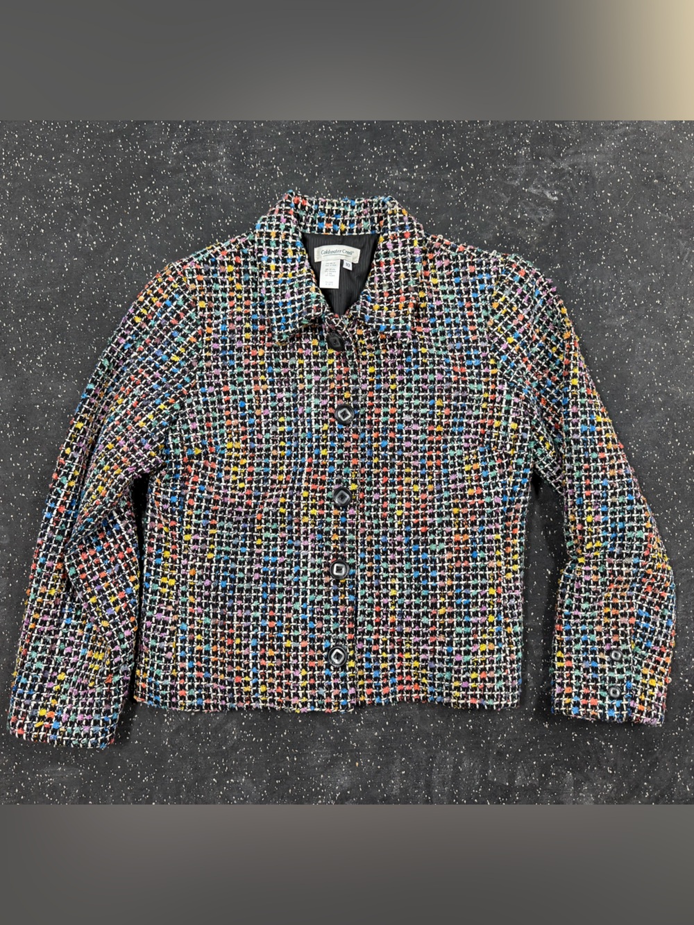 Coldwater Creek Black Multi-Color Tweed Jacket